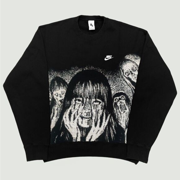 NIKE VA-SS22-438 JUNJI ITO RETRO REWORK CREWNECK Black size XL NWOT - Picture 1 of 5